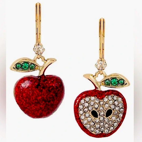 Betsey Johnson Jewelry - Betsey Johnson Back To School Apple Mismatched Earrings New